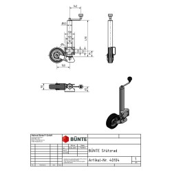 BÜNTE Stützrad, Ø 60 mm, automatisch klappbar