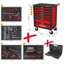 KS TOOLS Werkzeugwagen RACINGline SCHWARZ/ROT Werkstattwagen mit 7 Schubladen und 515 Premium-Werkzeugen