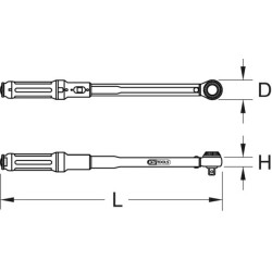 KS TOOLS 1/2 Zoll ERGOTORQUE®precision Drehmomentschlüssel mit Ratschen-Drehmomentschlüssel Drehknopf 60-320 Nm