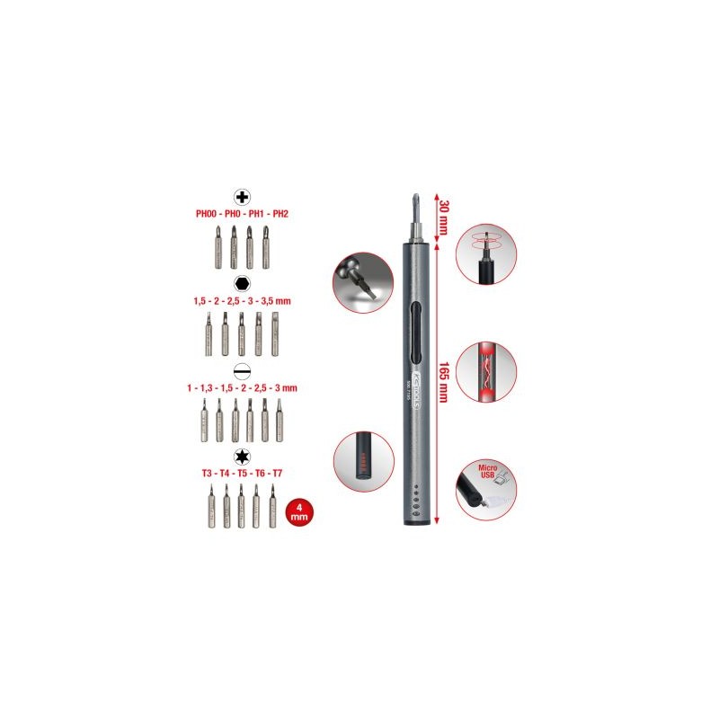 KS TOOLS Feinmechanik-USB-Akku-Schraubendreher